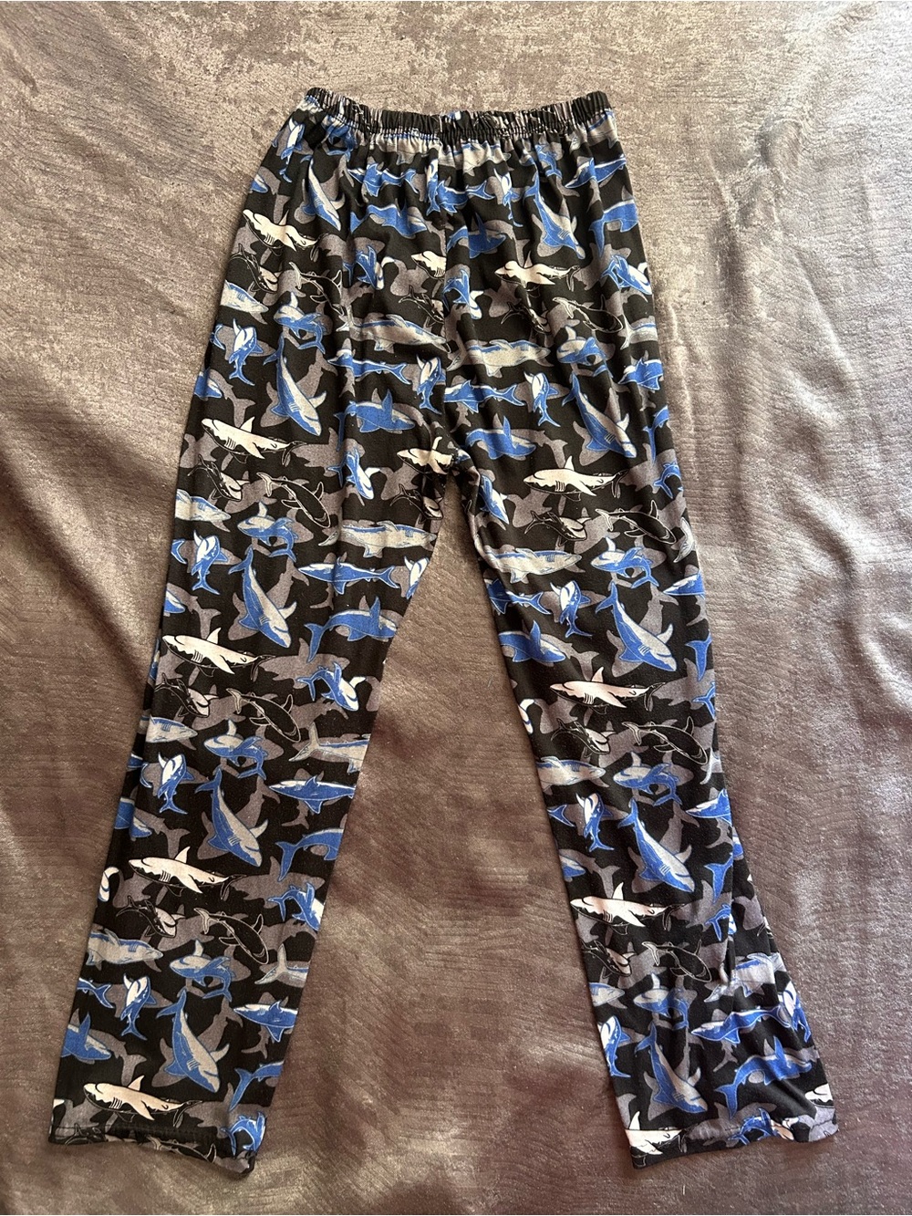 Kids Shark-Print Black & Blue Lounge Pants